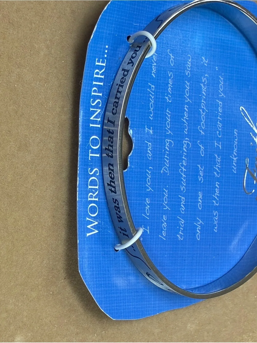 Footprints Faith Stainless Steel Inspirational Cuff Bracelet